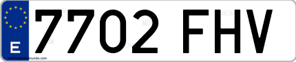 Ejemplo de matrícula de coche ordinaria 7702 FHV