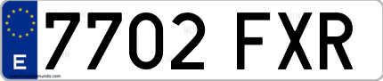 Ejemplo de matrícula de coche ordinaria 7702 FXR