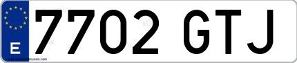 Ejemplo de matrícula española 7702 GTJ