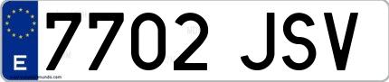 Ejemplo de matrícula española 7702 JSV