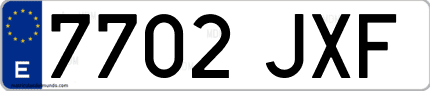 Ejemplo de matrícula de coche ordinaria 7702 JXF