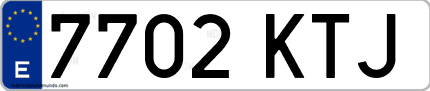 Ejemplo de matrícula de coche ordinaria 7702 KTJ