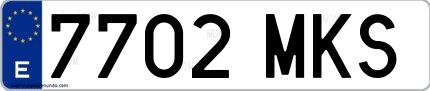 Ejemplo de matrícula española 7702 MKS