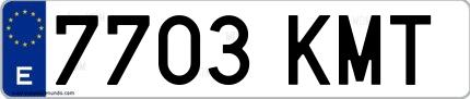 Ejemplo de matrícula española 7703 KMT