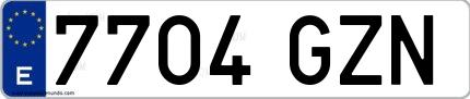 Ejemplo de matrícula española 7704 GZN