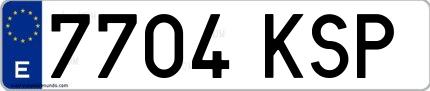 Ejemplo de matrícula española 7704 KSP