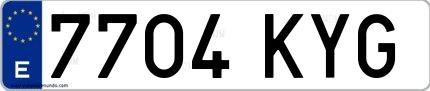 Ejemplo de matrícula española 7704 KYG