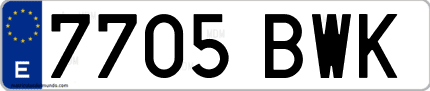 Ejemplo de matrícula de coche ordinaria 7705 BWK
