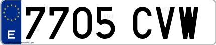 Ejemplo de matrícula española 7705 CVW