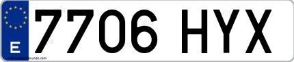 Ejemplo de matrícula española 7706 HYX