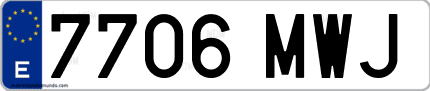 Ejemplo de matrícula de coche ordinaria 7706 MWJ
