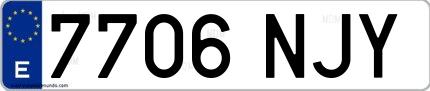 Ejemplo de matrícula española 7706 NJY