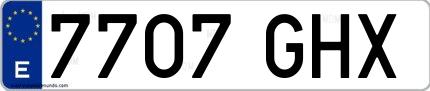 Ejemplo de matrícula española 7707 GHX