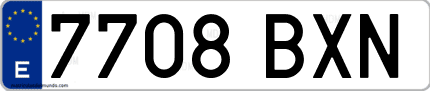 Ejemplo de matrícula de coche ordinaria 7708 BXN