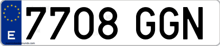 Ejemplo de matrícula de coche ordinaria 7708 GGN