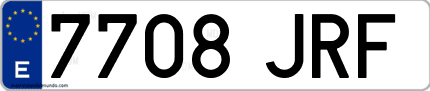 Ejemplo de matrícula de coche ordinaria 7708 JRF