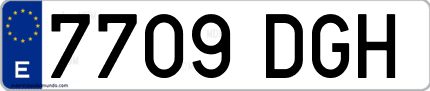 Ejemplo de matrícula de coche ordinaria 7709 DGH