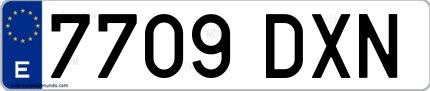 Ejemplo de matrícula española 7709 DXN