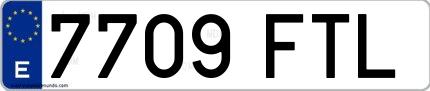 Ejemplo de matrícula española 7709 FTL