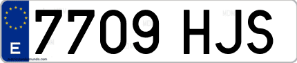 Ejemplo de matrícula de coche ordinaria 7709 HJS