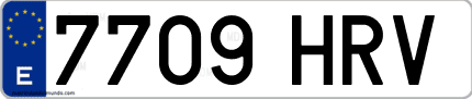 Ejemplo de matrícula de coche ordinaria 7709 HRV