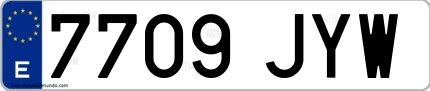 Ejemplo de matrícula española 7709 JYW