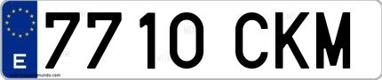 Ejemplo de matrícula española 7710 CKM