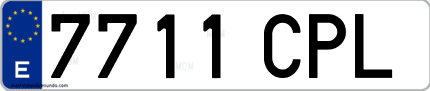 Ejemplo de matrícula de coche ordinaria 7711 CPL