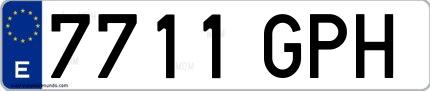 Ejemplo de matrícula española 7711 GPH
