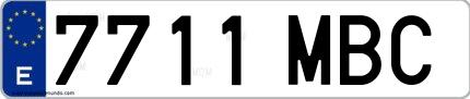 Ejemplo de matrícula española 7711 MBC