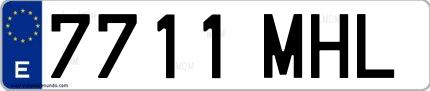 Ejemplo de matrícula española 7711 MHL