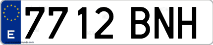 Ejemplo de matrícula de coche ordinaria 7712 BNH