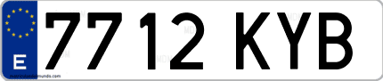 Ejemplo de matrícula de coche ordinaria 7712 KYB