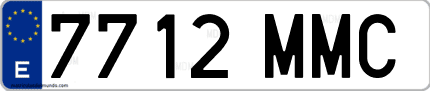 Ejemplo de matrícula de coche ordinaria 7712 MMC