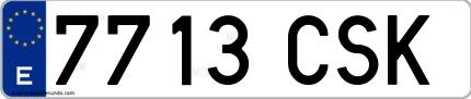 Ejemplo de matrícula española 7713 CSK