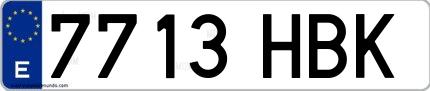 Ejemplo de matrícula española 7713 HBK