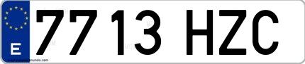 Ejemplo de matrícula española 7713 HZC