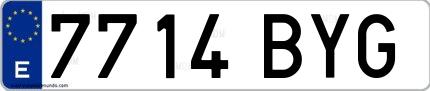 Ejemplo de matrícula española 7714 BYG