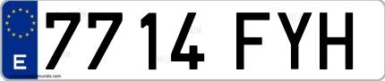 Ejemplo de matrícula española 7714 FYH