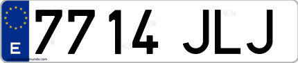 Ejemplo de matrícula de coche ordinaria 7714 JLJ