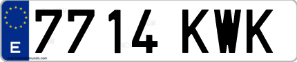 Ejemplo de matrícula de coche ordinaria 7714 KWK