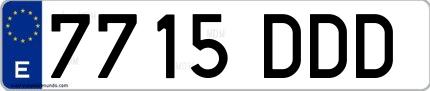Ejemplo de matrícula española 7715 DDD