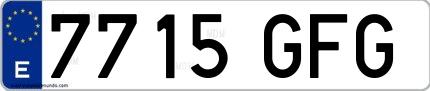 Ejemplo de matrícula española 7715 GFG