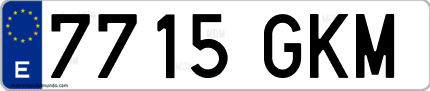 Ejemplo de matrícula de coche ordinaria 7715 GKM