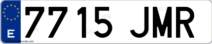Ejemplo de matrícula de coche ordinaria 7715 JMR