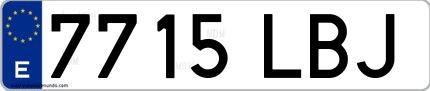 Ejemplo de matrícula española 7715 LBJ