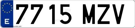 Ejemplo de matrícula española 7715 MZV