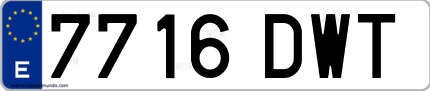 Ejemplo de matrícula de coche ordinaria 7716 DWT