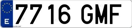 Ejemplo de matrícula española 7716 GMF