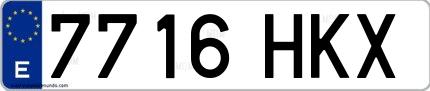 Ejemplo de matrícula española 7716 HKX